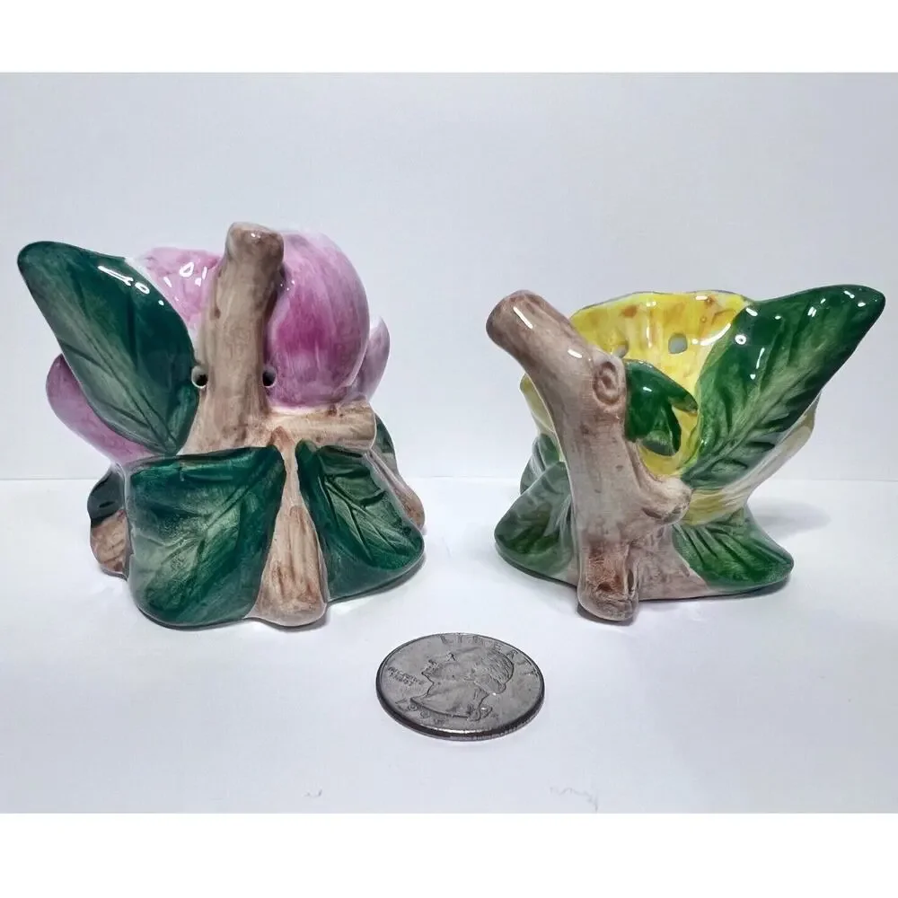 Portmeirion Botanic Garden Butterflies Salt & Pepper Shakers - Vintage Porcelain